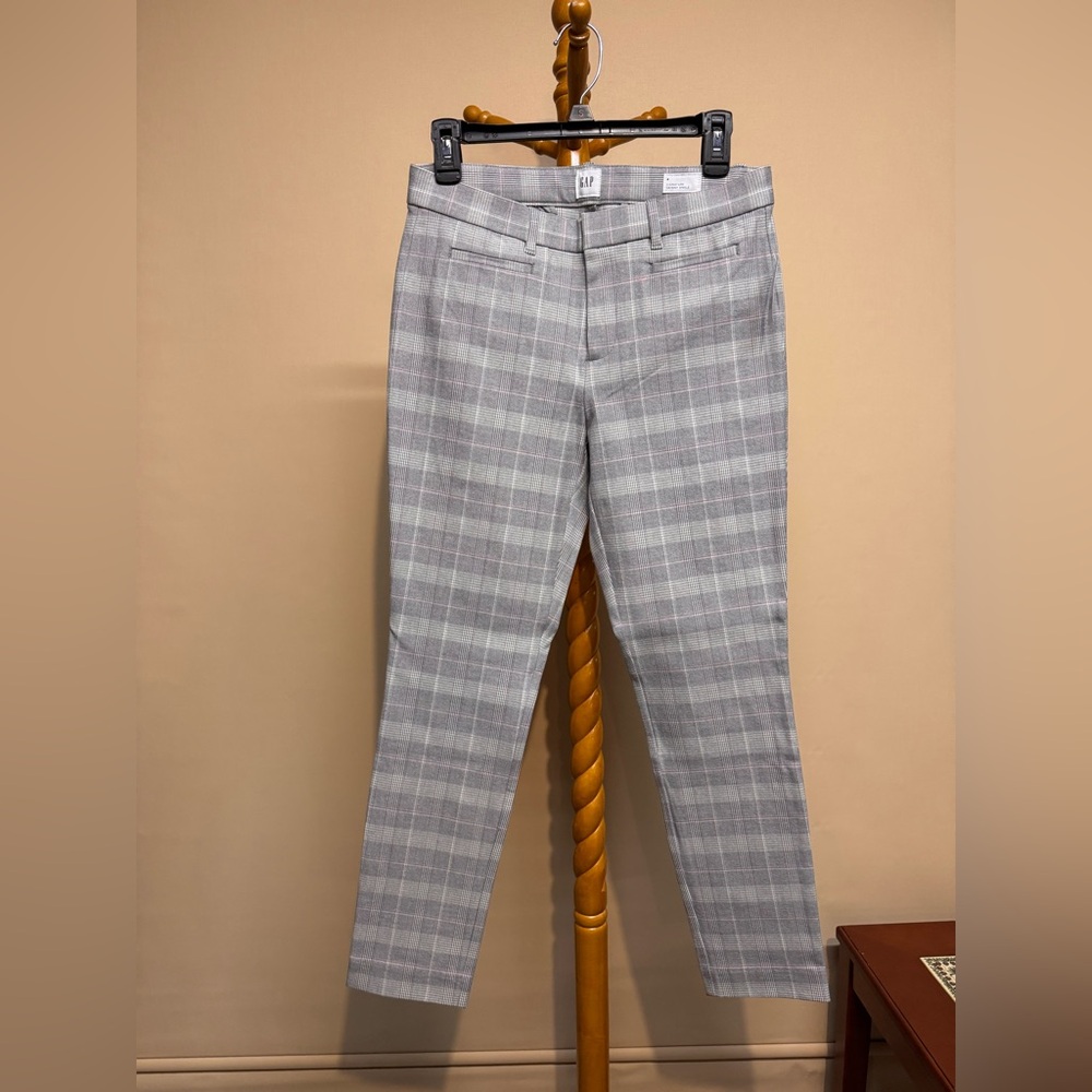 Women’s Gap Plaid Signature Skinny Ankle Light Gray Dress Pants